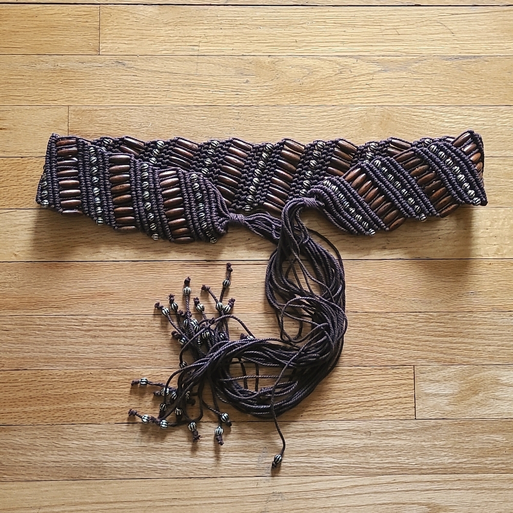 Nwot Brown Beaded Tassel Belt